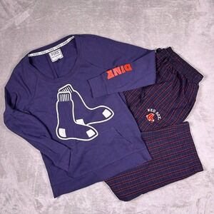 Boston Red Sox Lounge Bundle PINK Women's L + Men's L Plaid Pants MLB Game Day